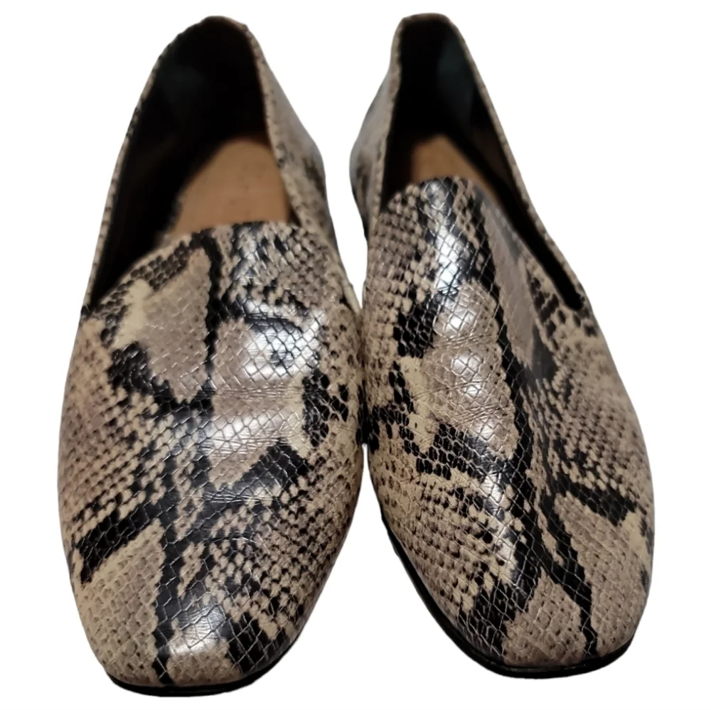 Schutz Snake Print Leather Loafers Shoes Slip-on Square Toe 8.5 - Picture 2 of 8